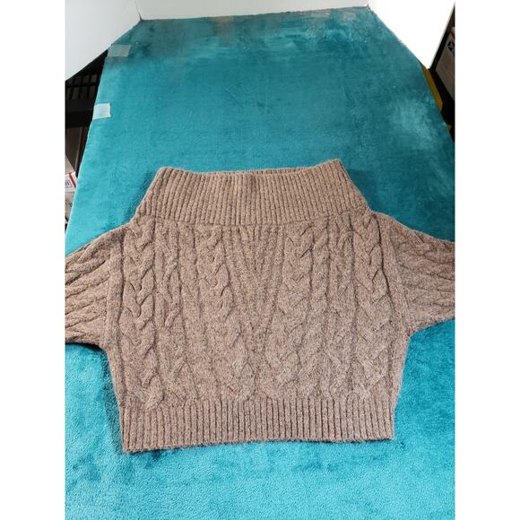 Express Sweater Size Small Womens Brown Taupe Stretch Long Sleeves Cropped NWT - Picture 1 of 9